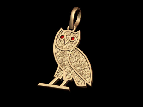 OVO OG Owl Gold Nugget Pendant 3D Print Model