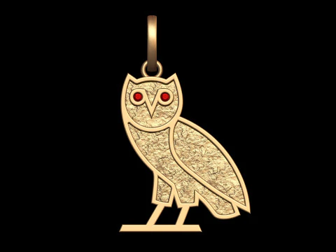 OVO OG Eulen-Goldnugget-Anh&auml;nger 3D Druckmodell