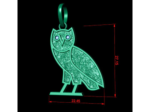 OVO OG Eulen-Goldnugget-Anh&auml;nger 3D Druckmodell