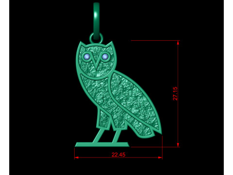OVO OG Owl Gold Nugget Pendant 3D Print Model
