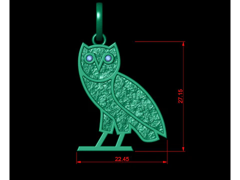 OVO OG Eulen-Goldnugget-Anh&auml;nger 3D Druckmodell
