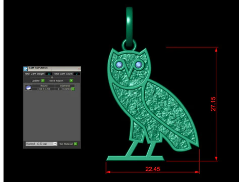 OVO OG Eulen-Goldnugget-Anh&auml;nger 3D Druckmodell