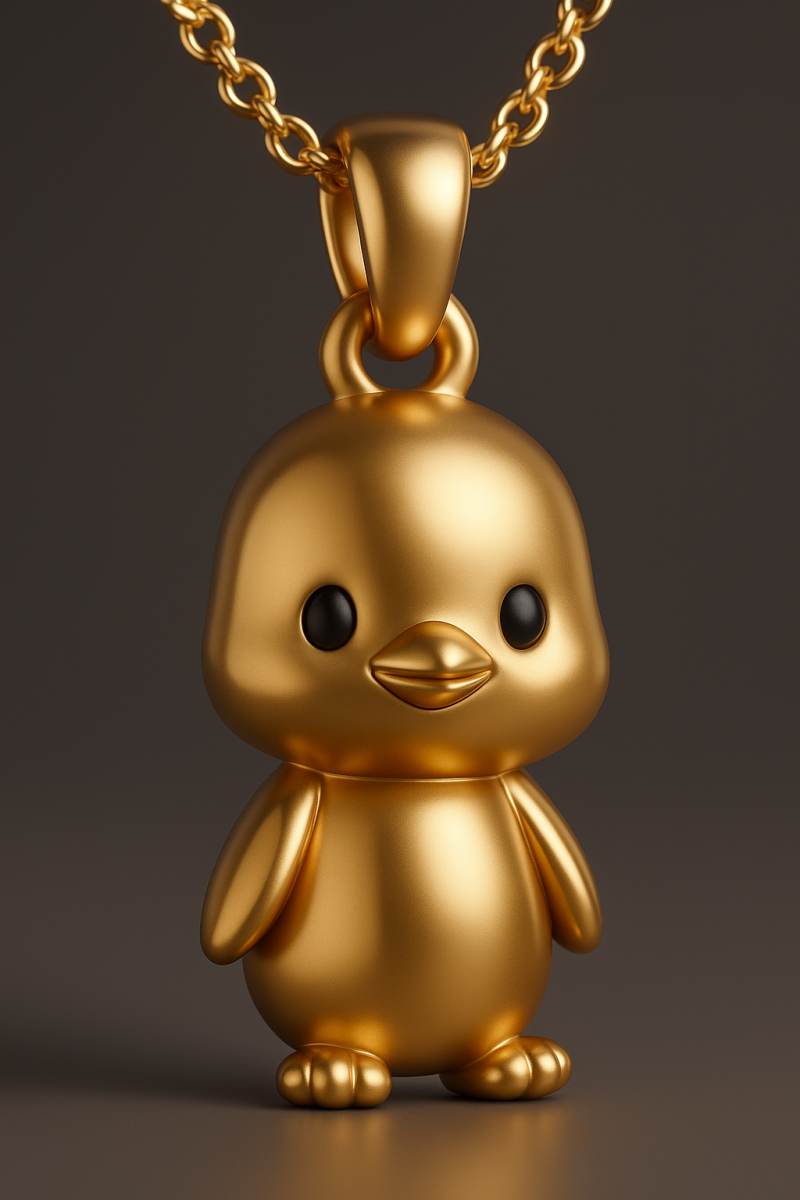 Chibi Golden Duck Penguin Chick Pendant Modelo de impresión 3D .c4d .max .obj .3ds .fbx .stl .blend
