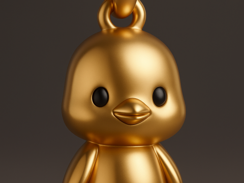 Chibi Golden Duck Penguin Chick Pendant 3D Baskı Modeli