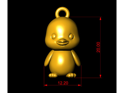 Chibi Golden Duck Penguin Chick Pendant Modelo de impresión 3D