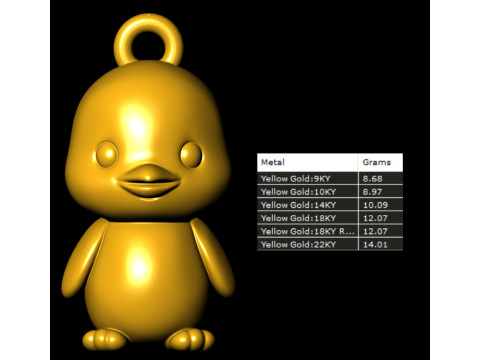 Chibi Golden Duck Penguin Chick Pendant Modelo de impresión 3D