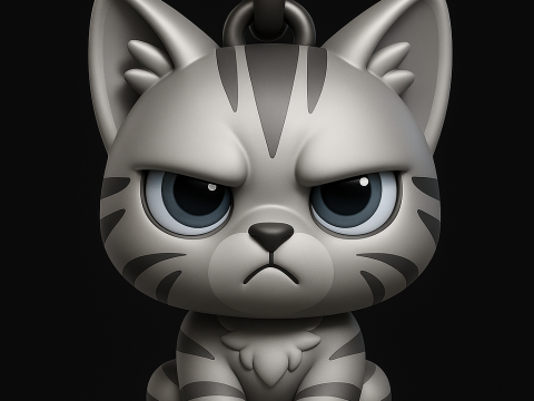 Grumpy Warrior Cat Pendant 3D print modelGrumpy Warrior Cat Pendant 3D print model 3D Baskı Modeli