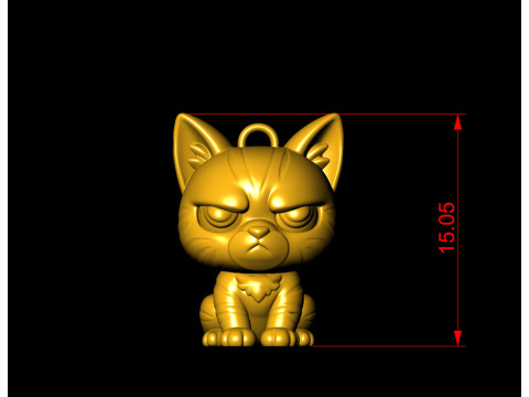 Grumpy Warrior Cat Pendant 3D print modelGrumpy Warrior Cat Pendant 3D print model 3D 打印模型