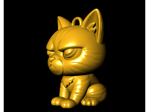 Grumpy Warrior Cat Pendant 3D print modelGrumpy Warrior Cat Pendant 3D print model 3D 打印模型