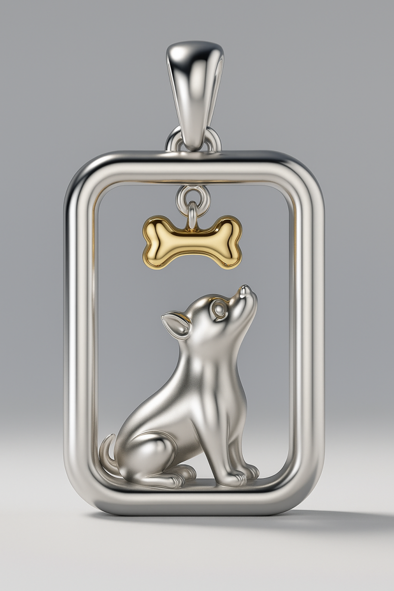 Puppy Dog and Bone Pendant Modelo de Impressão 3D .c4d .max .obj .3ds .fbx .stl .blend