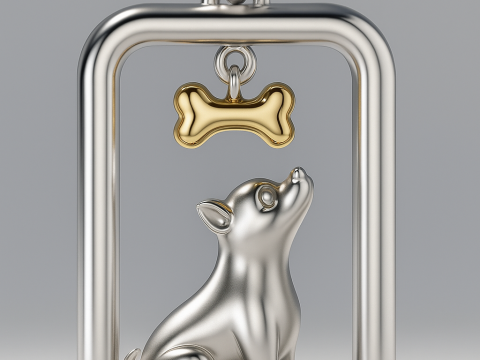 Puppy Dog and Bone Pendant 3D Baskı Modeli