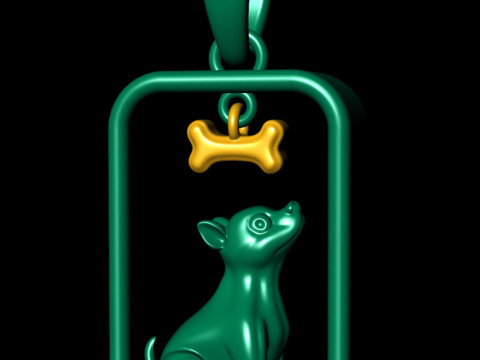 Puppy Dog and Bone Pendant Modelo de Impressão 3D