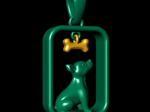 Puppy Dog and Bone Pendant Modelo de Impressão 3D