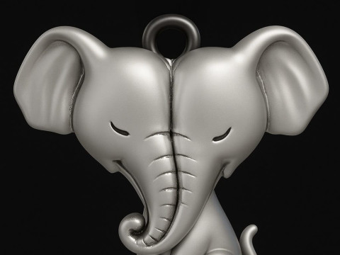 Twin Elephant Love Heart Cute Pendant Modelo de Impressão 3D