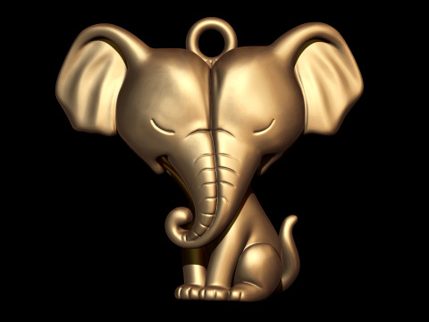 Twin Elephant Love Heart Cute Pendant Modelo de Impressão 3D