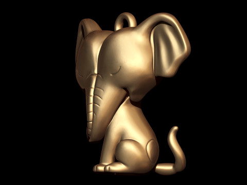 Twin Elephant Love Heart Cute Pendant Modelo de Impressão 3D