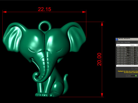 Twin Elephant Love Heart Cute Pendant Modelo de Impressão 3D