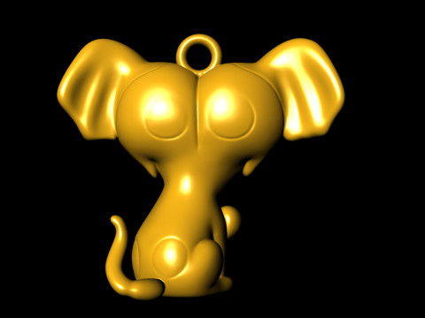 Twin Elephant Love Heart Cute Pendant Modelo de Impressão 3D