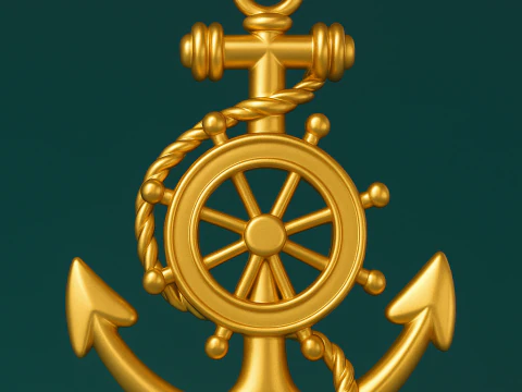 Denizcilik Altın &Ccedil;apa Kolye 3D Baskı Modeli