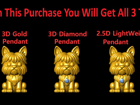 Cute Yorkie Puppy 3 Different Types 3D Print Model