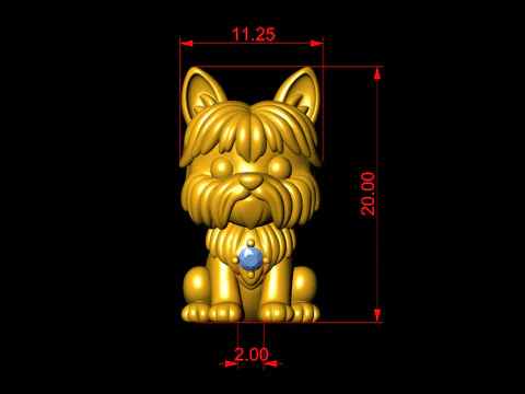 Cute Yorkie Puppy 3 Different Types 3D Print Model
