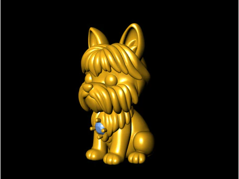 Cute Yorkie Puppy 3 Different Types 3D Print Model