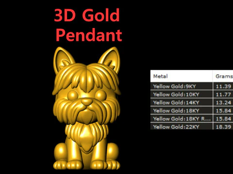 Cute Yorkie Puppy 3 Different Types 3D Print Model