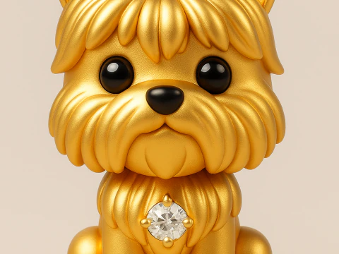 Cute Yorkie Puppy 3 Different Types 3D Print Model