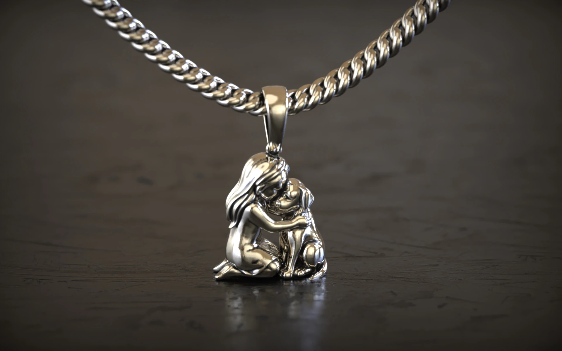 Girl love dog charm 3D Print Model .c4d .max .obj .3ds .fbx .stl .blend