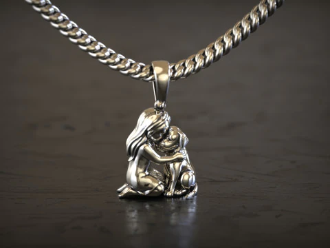 लड़की को कुत्ते का आकर्षण बहुत पसंद है 3D प्रिंट मॉडल