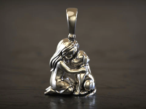 Girl love dog charm 3D Print Model