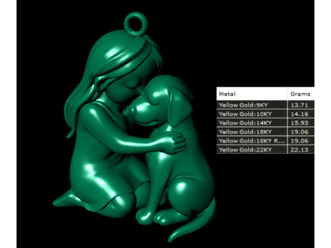 Girl love dog charm 3D Print Model
