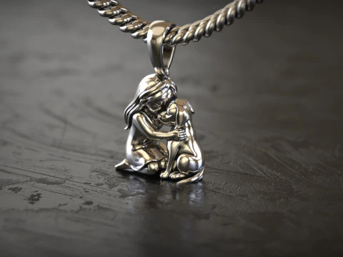 Girl love dog charm 3D Print Model