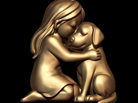 Girl love dog charm 3D Print Model