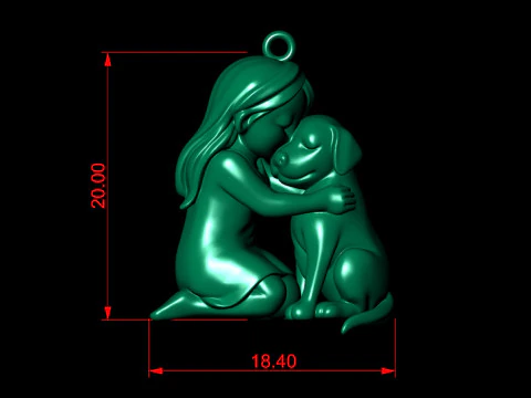 Girl love dog charm 3D Print Model