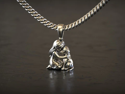 Girl love dog charm 3D Print Model