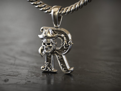 Pingente Gótico Letra R Modelo de Impressão 3D