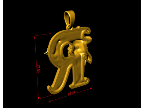 Pingente Gótico Letra R Modelo de Impressão 3D