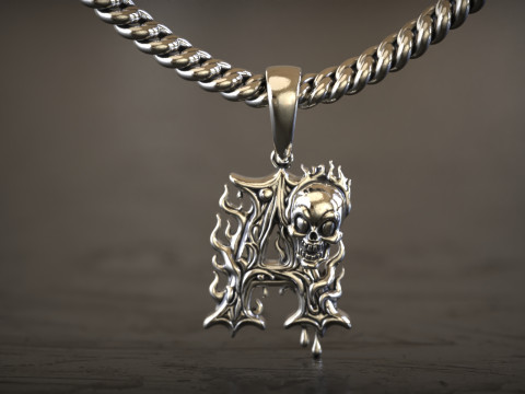 Ciondolo con lettera A in argento gotico Modello di stampa 3D
