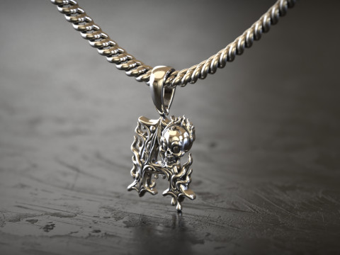 Gothic Silver Letter A Pendant 3D Print Model