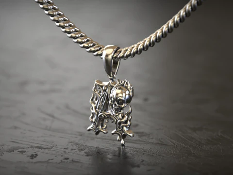 Gothic Silver Letter A Pendant 3D Print Model