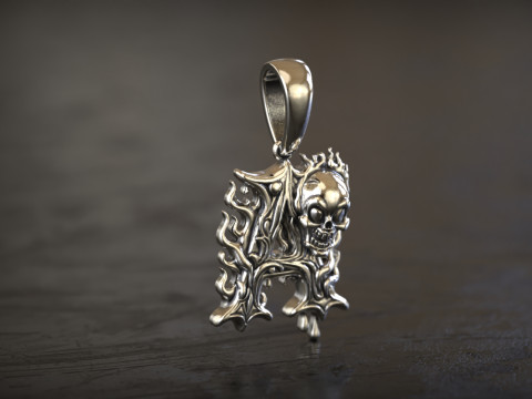 Gothic Silver Letter A Pendant 3D Print Model