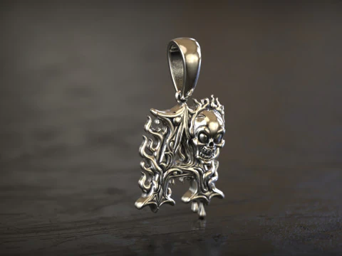 Gothic Silver Letter A Pendant 3D Print Model