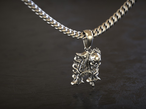 Gothic Silver Letter A Pendant 3D Print Model