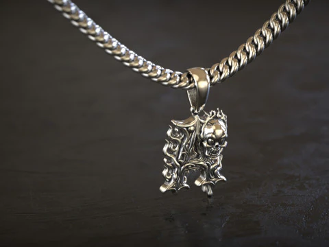 Gothic Silver Letter A Pendant 3D Print Model