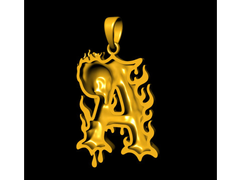 Gothic Silver Letter A Pendant 3D Print Model