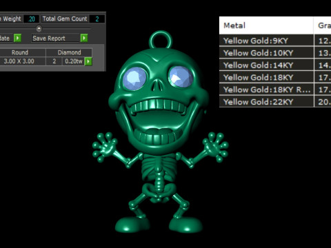 İskelet Kolye 3D Baskı Modeli