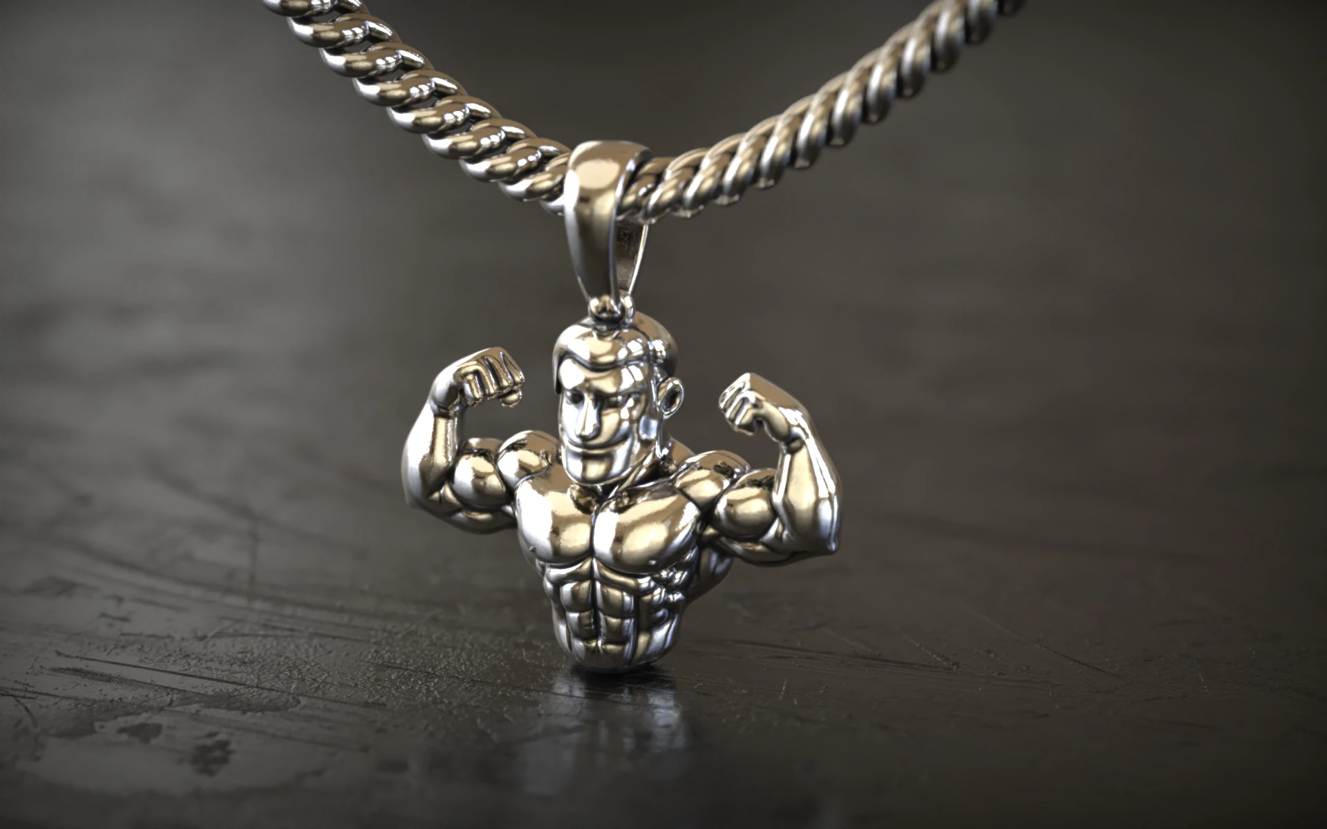 Muscle Man Pendant 3D Print Model .c4d .max .obj .3ds .fbx .stl .blend 