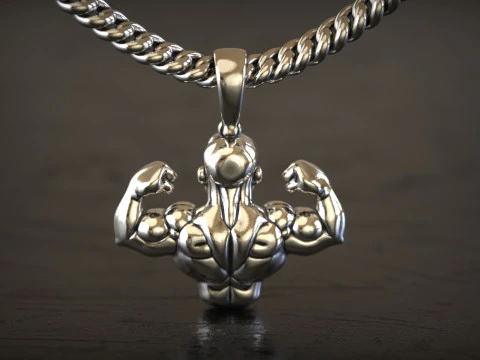 Muscle Man Pendant 3D Print Model