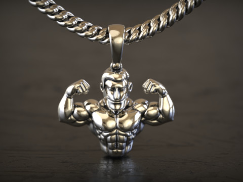 Liontin Master Otot Model Cetak 3D